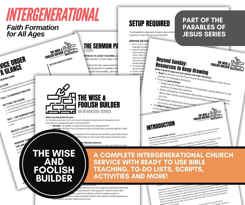 The Wise and Foolish Builder - Intergenerational Church Service Plan